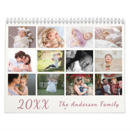 2026 Modern Family Photo Calendar – Pink & white カレンダー