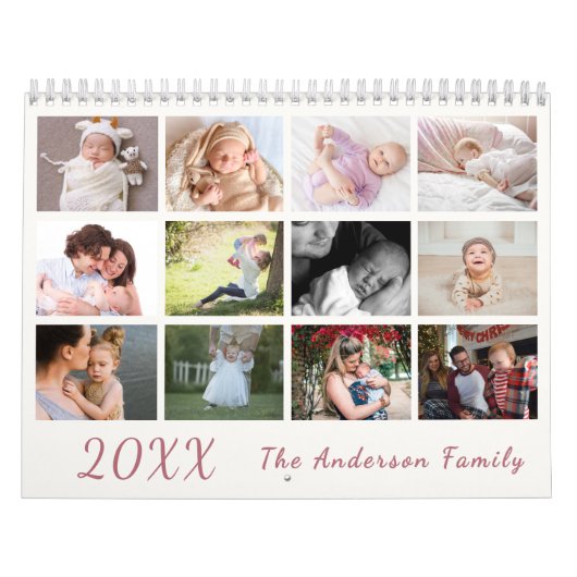 2026 Modern Family Photo Calendar – Pink & white カレンダー (カバー)