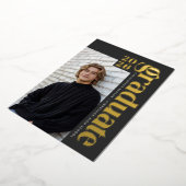 2026 Modern Graduate Gray 4 Photo Graduation Gold 箔招待状 (回転した状態)