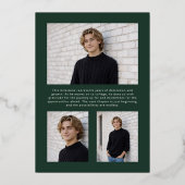 2026 Modern Green 4 Photo Graduation Gold 箔招待状 (裏面)