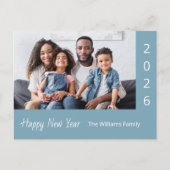 2026 Modern Happy New Year Family Photo シーズンポストカード (正面)