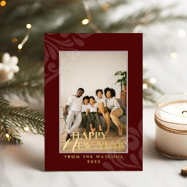 2026 Modern Minimal Festive Red New Year 箔シーズンカード