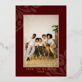 2026 Modern Minimal Festive Red New Year 箔シーズンカード (正面)