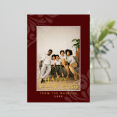 2026 Modern Minimal Festive Red New Year 箔シーズンカード (立ち正面)