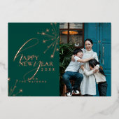 2026 Modern Minimal Photopop Teal Typography 箔シーズンカード (正面)