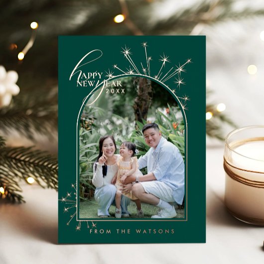 2026 Modern Minimal Photopop Teal Typography 箔シーズンカード