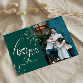 2026 Modern Minimal Photopop Teal Typography 箔シーズンカード