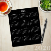 2026 Modern Minimalist Black Calendar マウスパッド