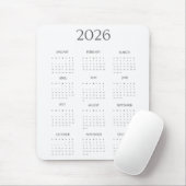 2026 Modern Minimalist Mini Calendar マウスパッド (マウス)