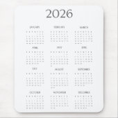 2026 Modern Minimalist Mini Calendar マウスパッド (正面)