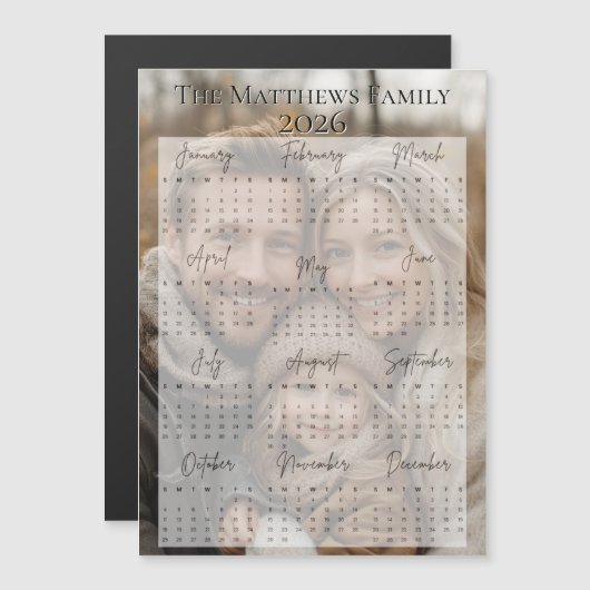 2026 Modern Script Holiday Photo Calendar (正面/裏面)