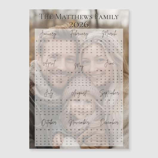 2026 Modern Script Holiday Photo Calendar (正面)