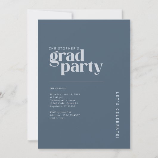 2026 Modern Slate Blue Graduation Party 招待状 (裏面)