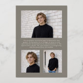 2026 Modern Stone Gray 4 Photo Graduation Gold 箔招待状 (裏面)