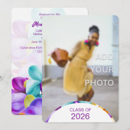 2026 Modern Stylish Graduation Photo Invitation 招待状
