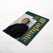 2026 Modern Teal Green Photo Graduation Gold 箔招待状 (回転した状態)