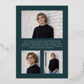 2026 Modern Teal Green Photo Graduation Gold 箔招待状 (裏面)