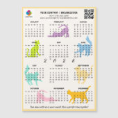 2026 Monthly Calendar Pastel Playful Cat Magnet (正面)