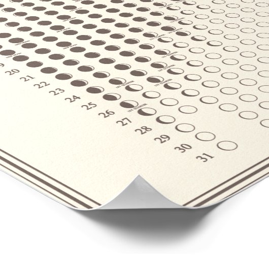 2026 Moon Phase Lunar Cycles Calendar Minimalist ポスター (角)
