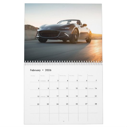 2026 MX-5 Miata Calendar カレンダー (2月 2026)