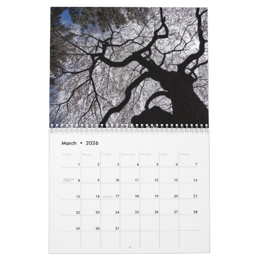 2026 Nature Calendar カレンダー (3月 2026)