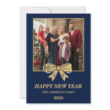 2026 Navy & Gold Bow Family New Year Photo