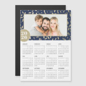 2026 Navy Gold Custom Photo Magnetic Calendar (正面/裏面)