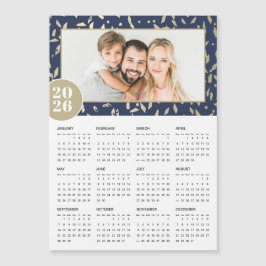 2026 Navy Gold Custom Photo Magnetic Calendar