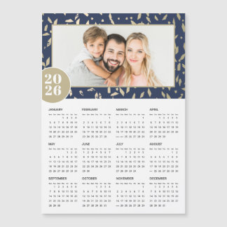 2026 Navy Gold Custom Photo Magnetic Calendar