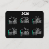 2026 Neon 52週間ISOカレンダー(Janz) 名刺 (正面)