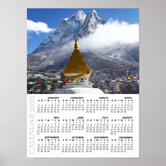 2026 Nepal Calendar, Ama Dablan, Sagarmatha ポスター (正面)