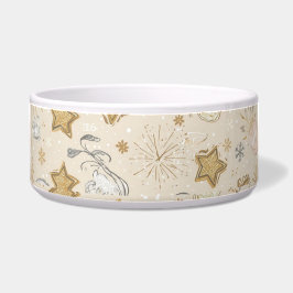 2026 New Year Cat Bowl – Gold Stars & Paw Prints ボウル