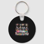2026 New Year Dachshund Party Fireworks Fun  キーホルダー (正面)