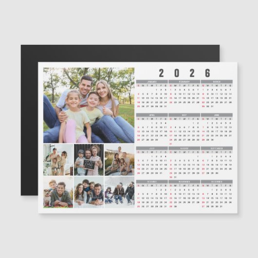 2026 New Year Family Photos Calendar Magnetic Card (正面/裏面)