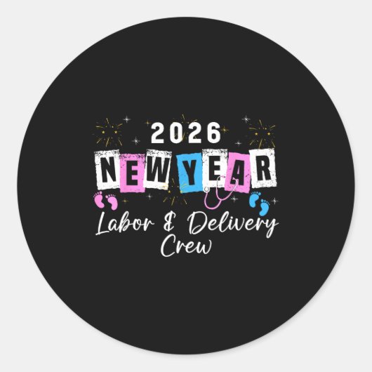 2026 New Year Labor And Delivery Nurse Fireworks E ラウンドシール (正面)