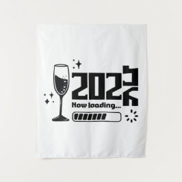 2026 New Year Loading Celebration Typography タペストリー