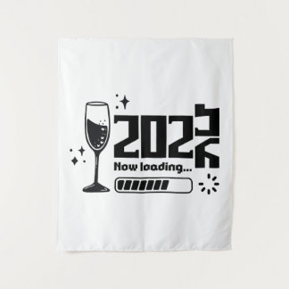 2026 New Year Loading Celebration Typography タペストリー