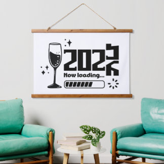 2026 New Year Loading Celebration Typography 吊り下げ型タペストリー