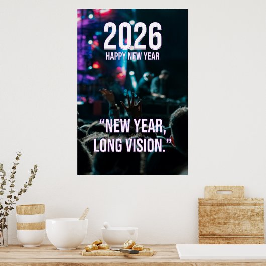 2026 New Year Long Vision Motivation Poster ポスター (キッチン)