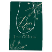 2026 New Year Modern Festive Typography Teal ミディアムペーパーバッグ (裏面)