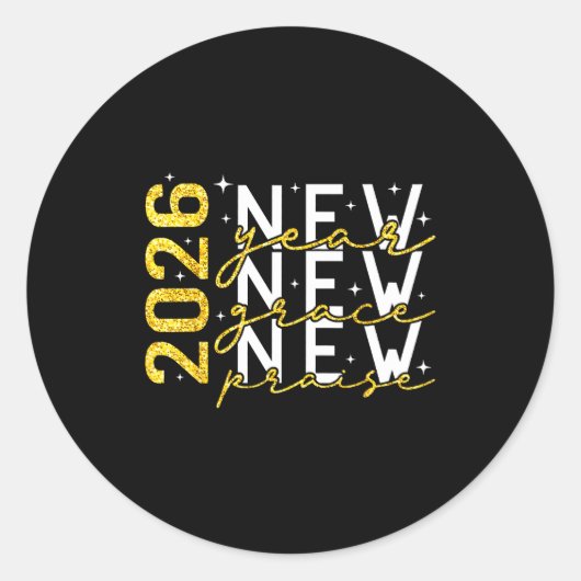 2026 New Year New Grace New Praise New Year's Eve ラウンドシール (正面)