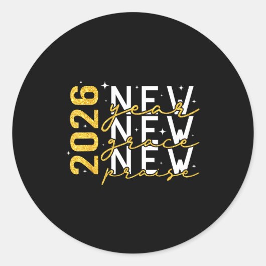 2026 New Year New Grace New Praise New Year's Eve ラウンドシール (正面)