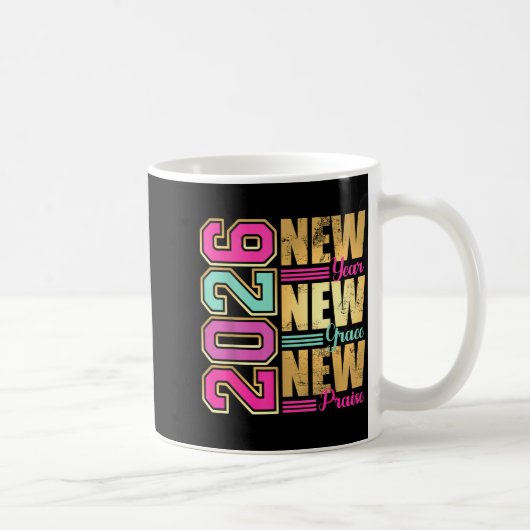 2026 New Year New Grace New Praise Retro Nge Desig コーヒーマグカップ (右)