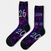 2026 New Year New Years socks purple fun funny ソックス (左)