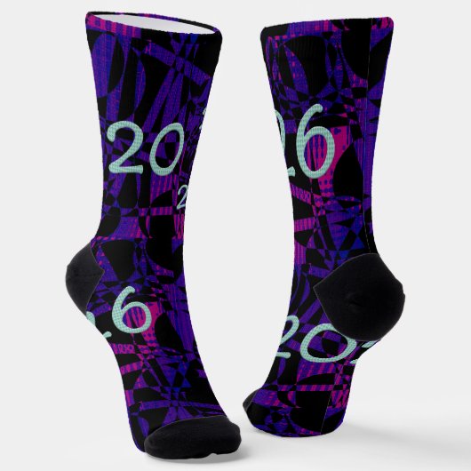 2026 New Year New Years socks purple fun funny ソックス (傾斜あり)