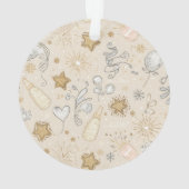 2026 New Year Photo Ornament – Gold Fireworks オーナメント (裏面)