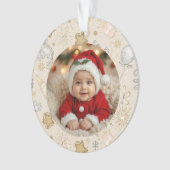 2026 New Year Photo Ornament – Gold Fireworks オーナメント (正面)