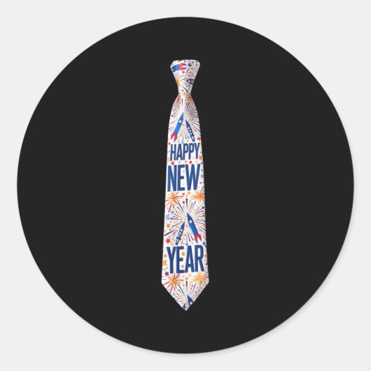 2026 New Year’s Party Fireworks Funny Celebration  ラウンドシール (正面)