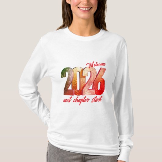 2026 NEW YEAR WOMENS BASIC LONG SLEEVE T-SHIRT Tシャツ (正面)