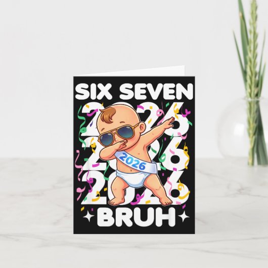 2026 New Years Baby Six Seven Bruh Funny Cool Dabb カード (正面)